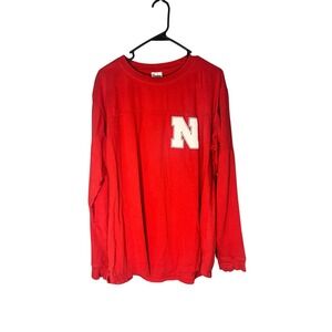 Pressbox Women's College Nebraska Cornhuskers Long Sleeve Shirt L Thumb Holes